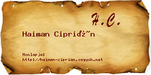 Haiman Ciprián névjegykártya
